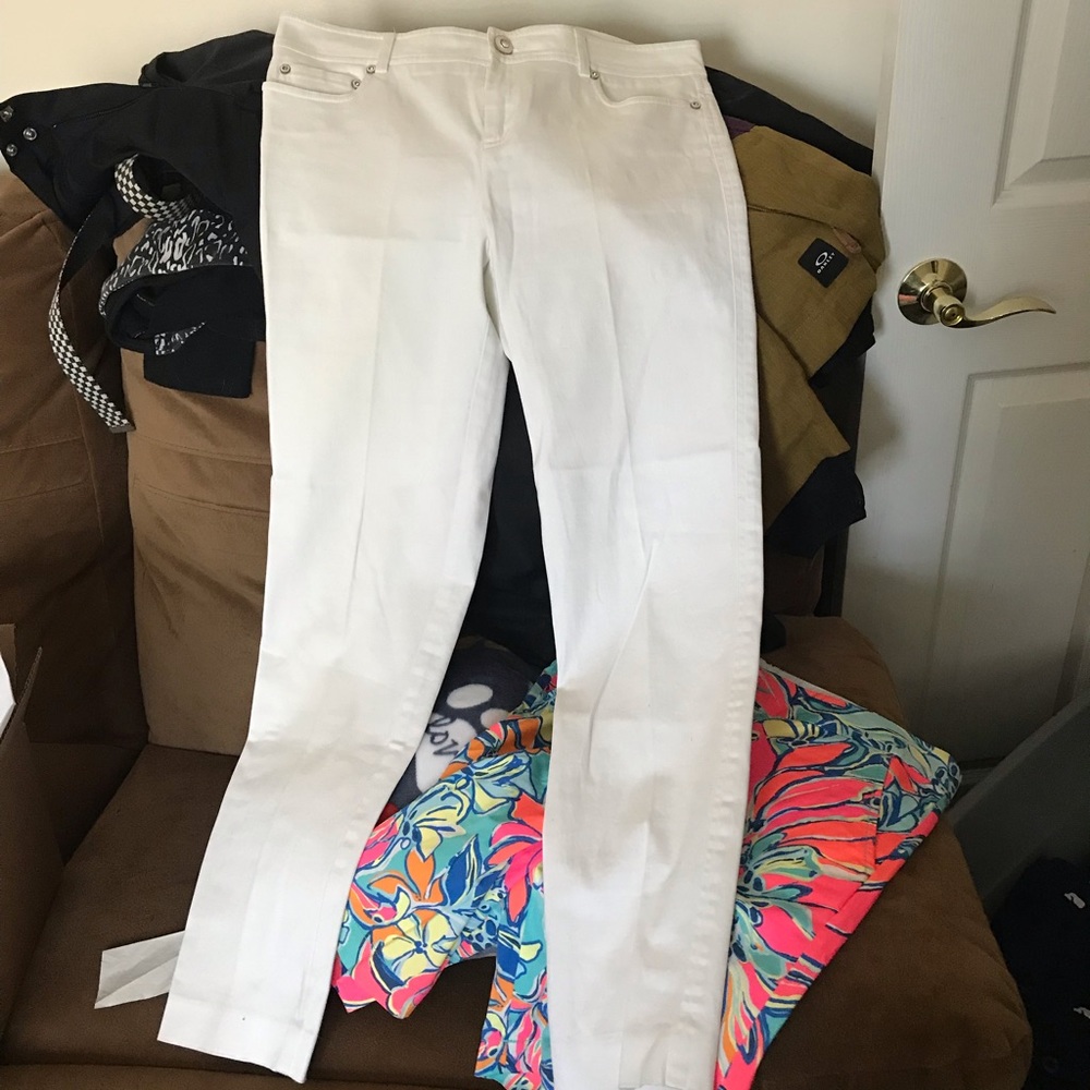 Cache white skinny jeans